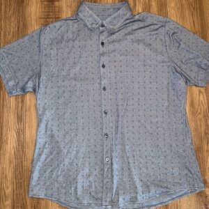 Mizzen+Main Classic Fit L Performance Shirt Short Sleeve Blue Diamond Button